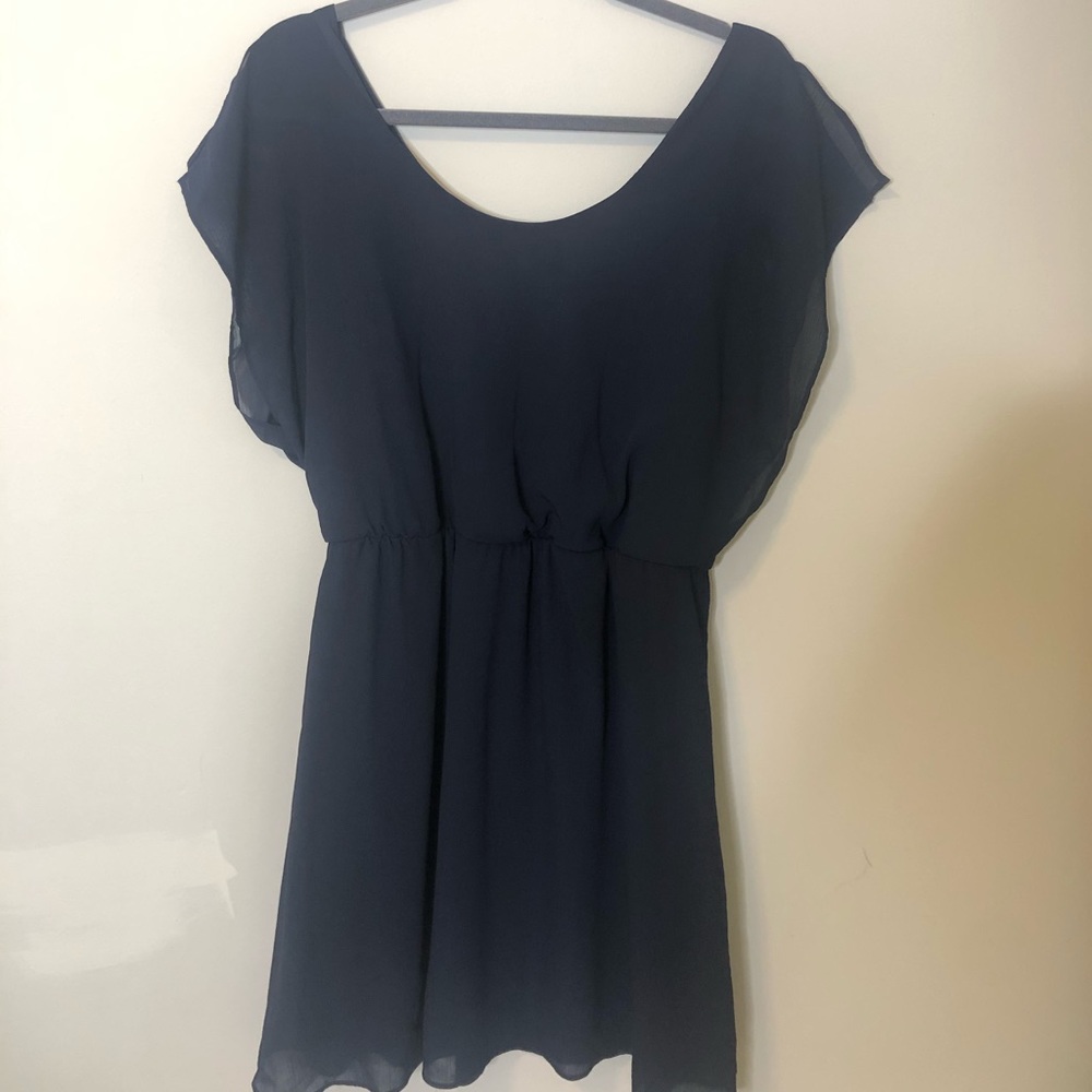 Navy blue summer flare dress